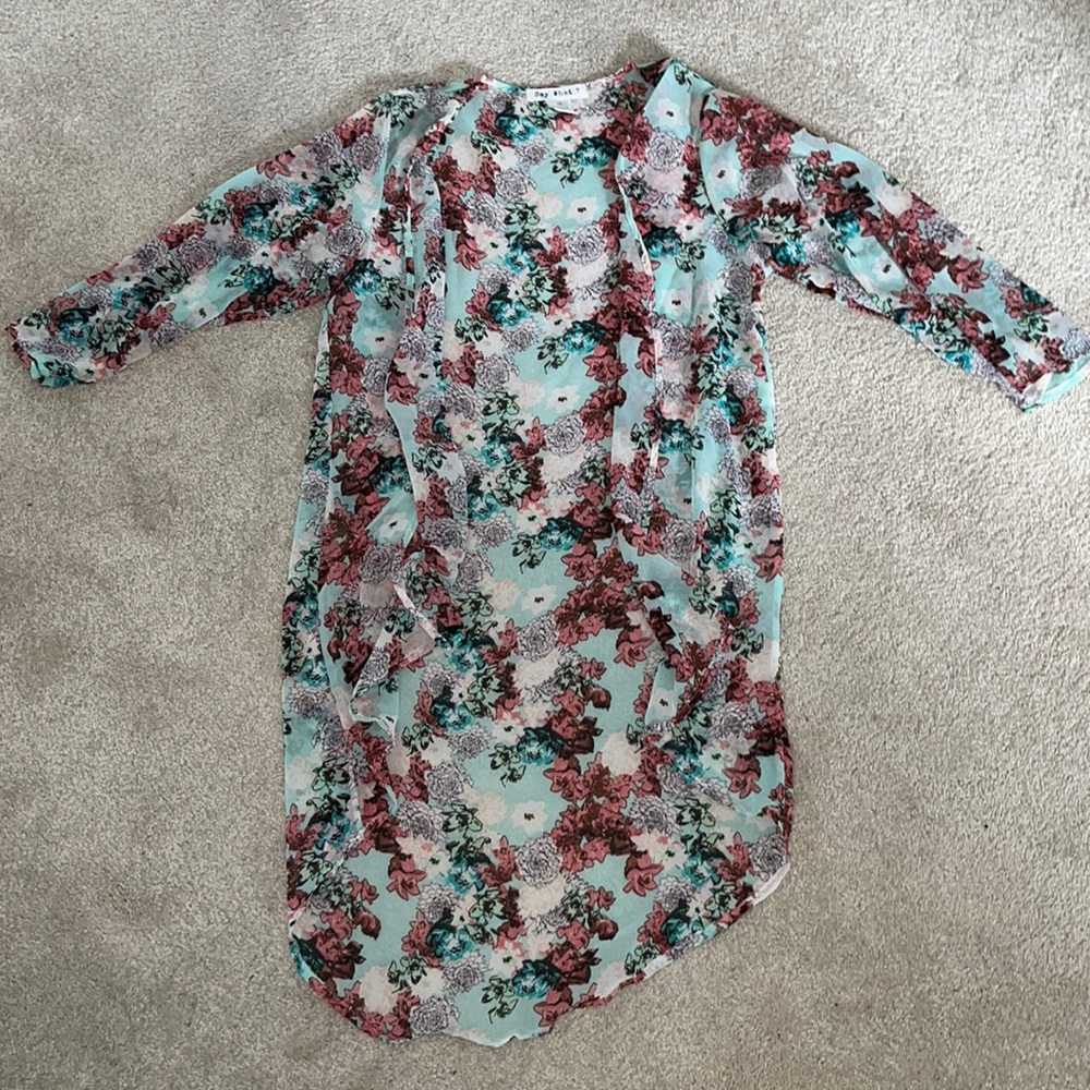 Sheer floral kimono